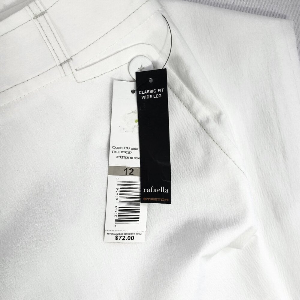 Rafaela White Off White Wide Leg Mid Rise Stretch Pants - Picture 7 of 8